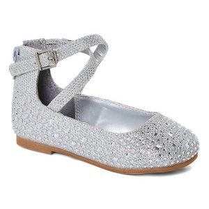 NIB ~ Little Angel Silver Glitter Britt Ankle Strap Flat Toddler 6